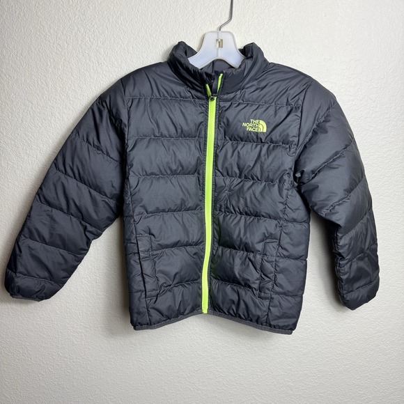 The North Face Boys Size‎ S Down Puffer Jacket 550 Dark Gray *READ - Picture 1 of 6